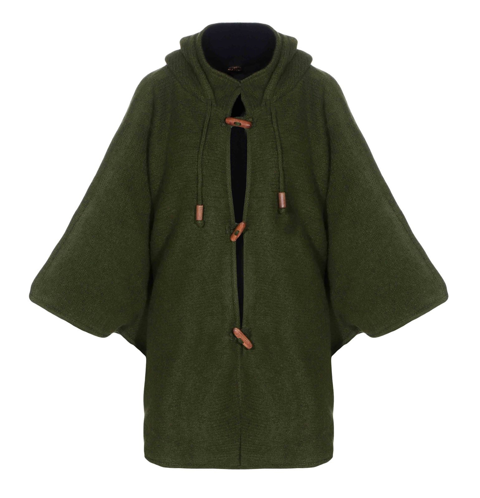 KUNST UND MAGIE Strickcape Strick Poncho+Kapuze Umhang Cape Strickjacke Wol günstig online kaufen