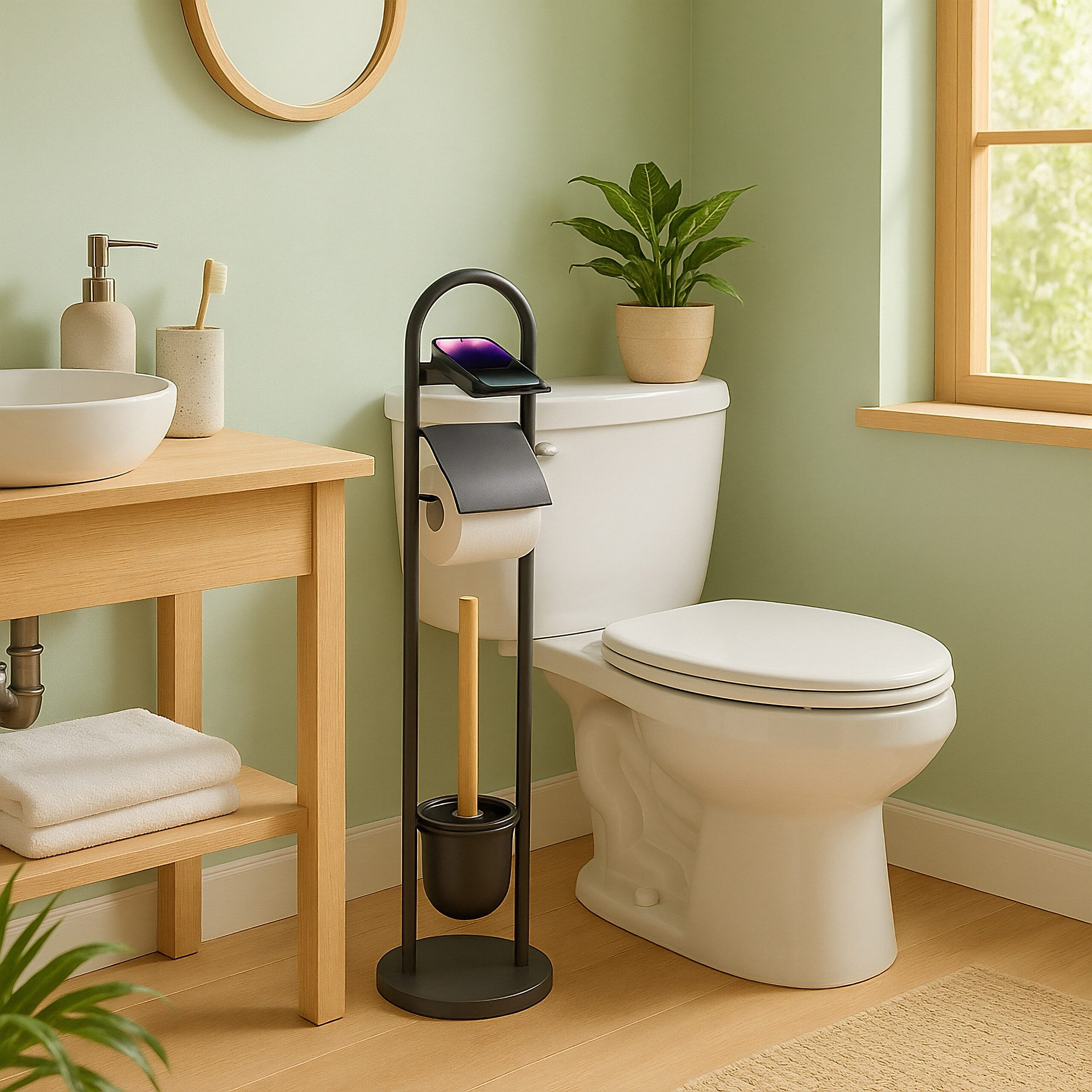 relaxdays WC-Garnitur mit Ablage, schwarz günstig online kaufen