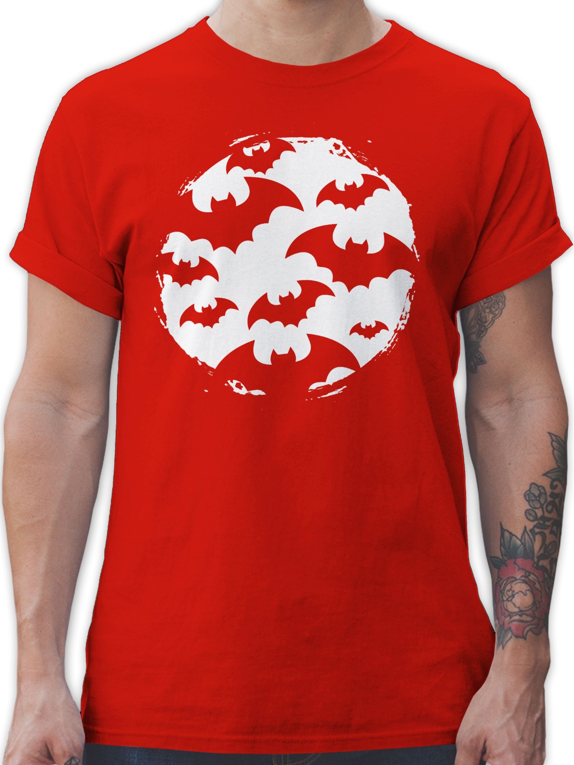 Shirtracer T-Shirt Fledermäusen Fledermaus Halloween Kostüme Herren 3 Rot