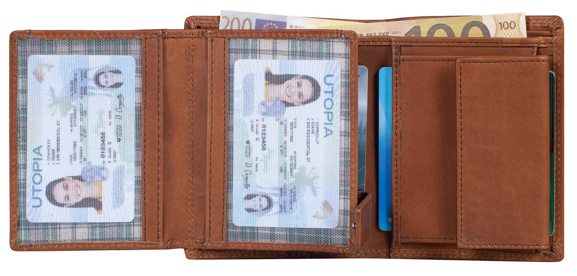 Leder Geldbeutel Großes Benthill Portemonnaie RFID-Schutz Männer Herren Echt Vintage, Kartenfächer RFID Münzfach Geldbörse