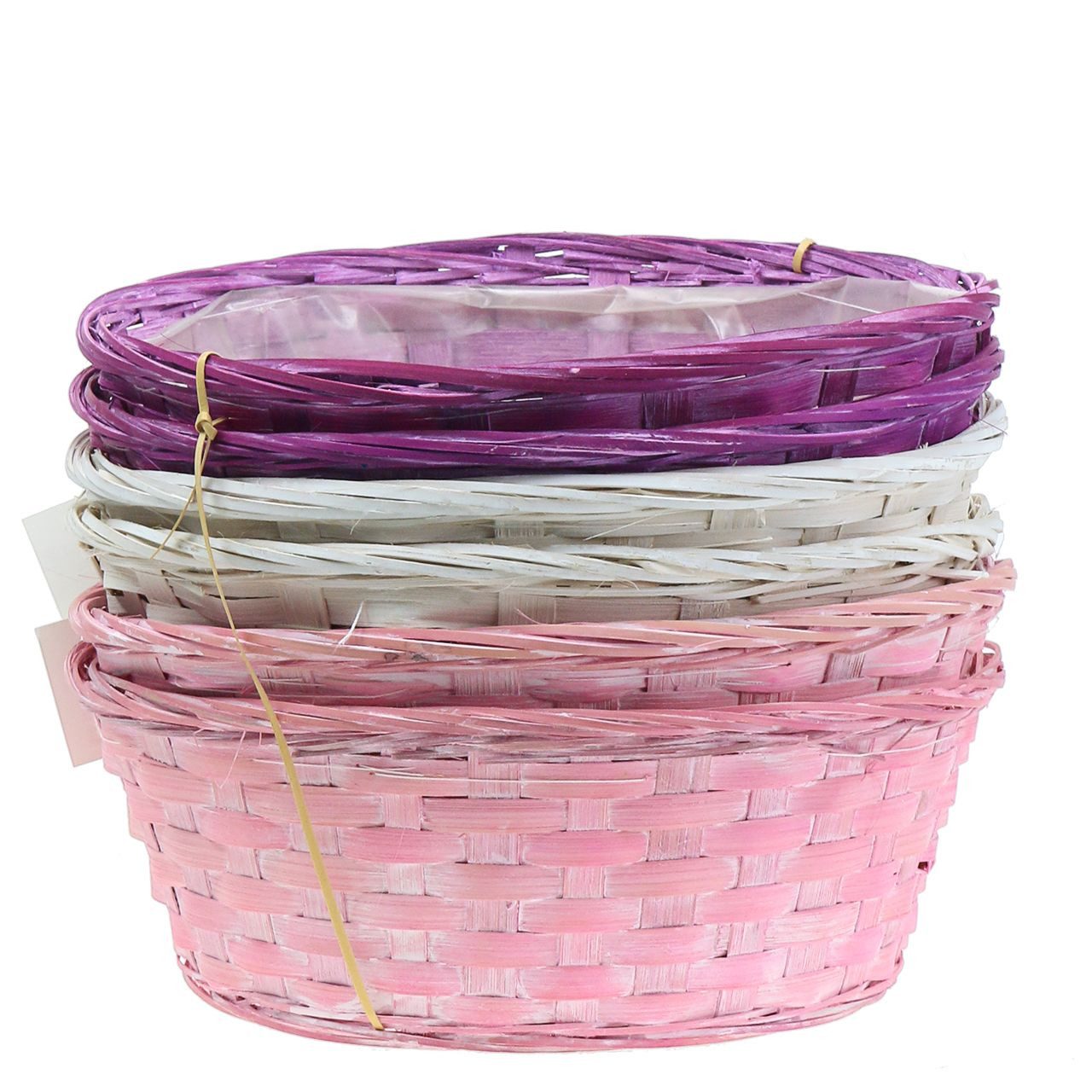 Florists Products Dekokorb Spankorb Set rund Lila/Weiß/Rosa - Dekorative Körbchen für, 6 Stück