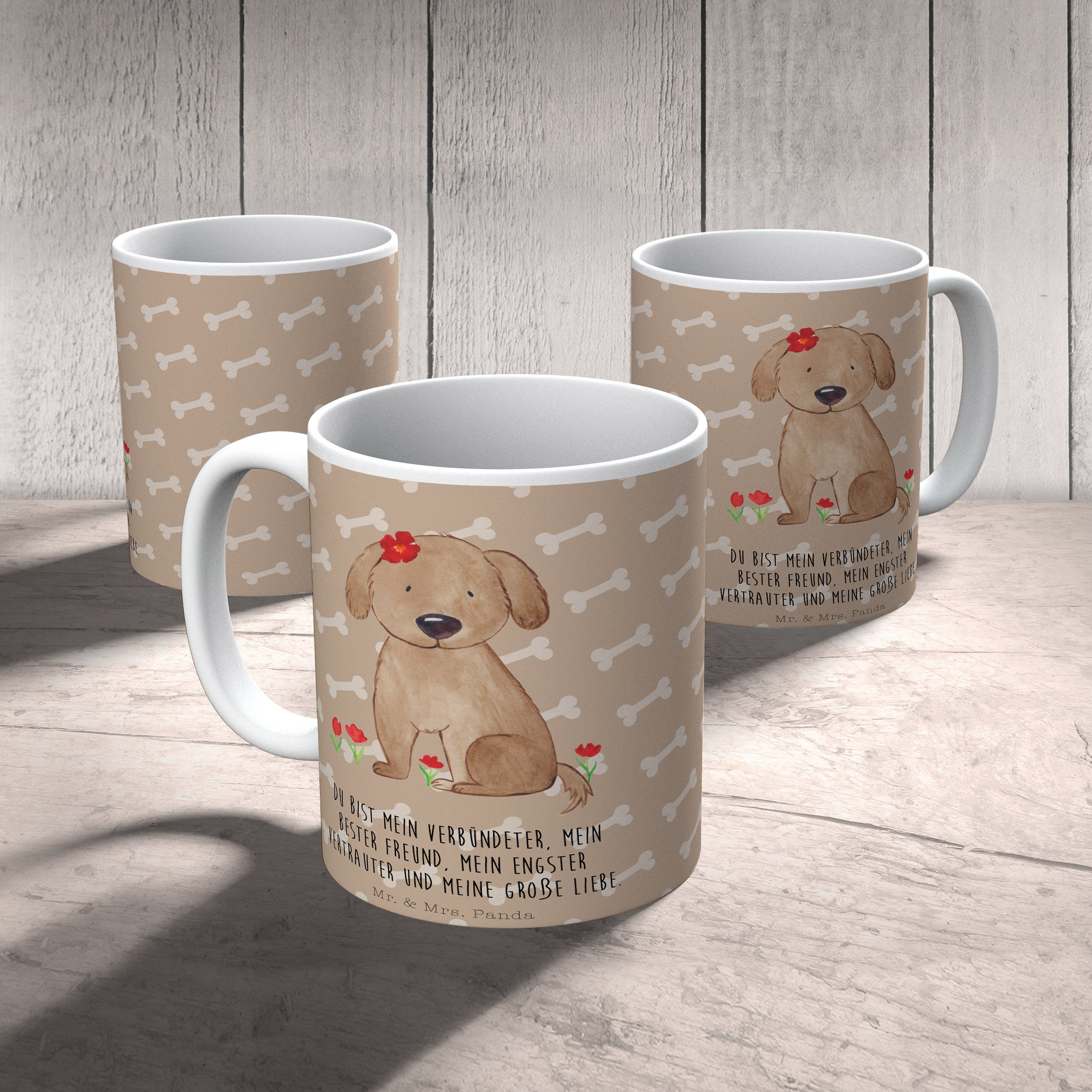 Mr. & Mrs. Panda - Hundedame - Geschenk, Teetasse, Tasse Keramik Tasse, Hau, Hund Hundeglück Sprüche