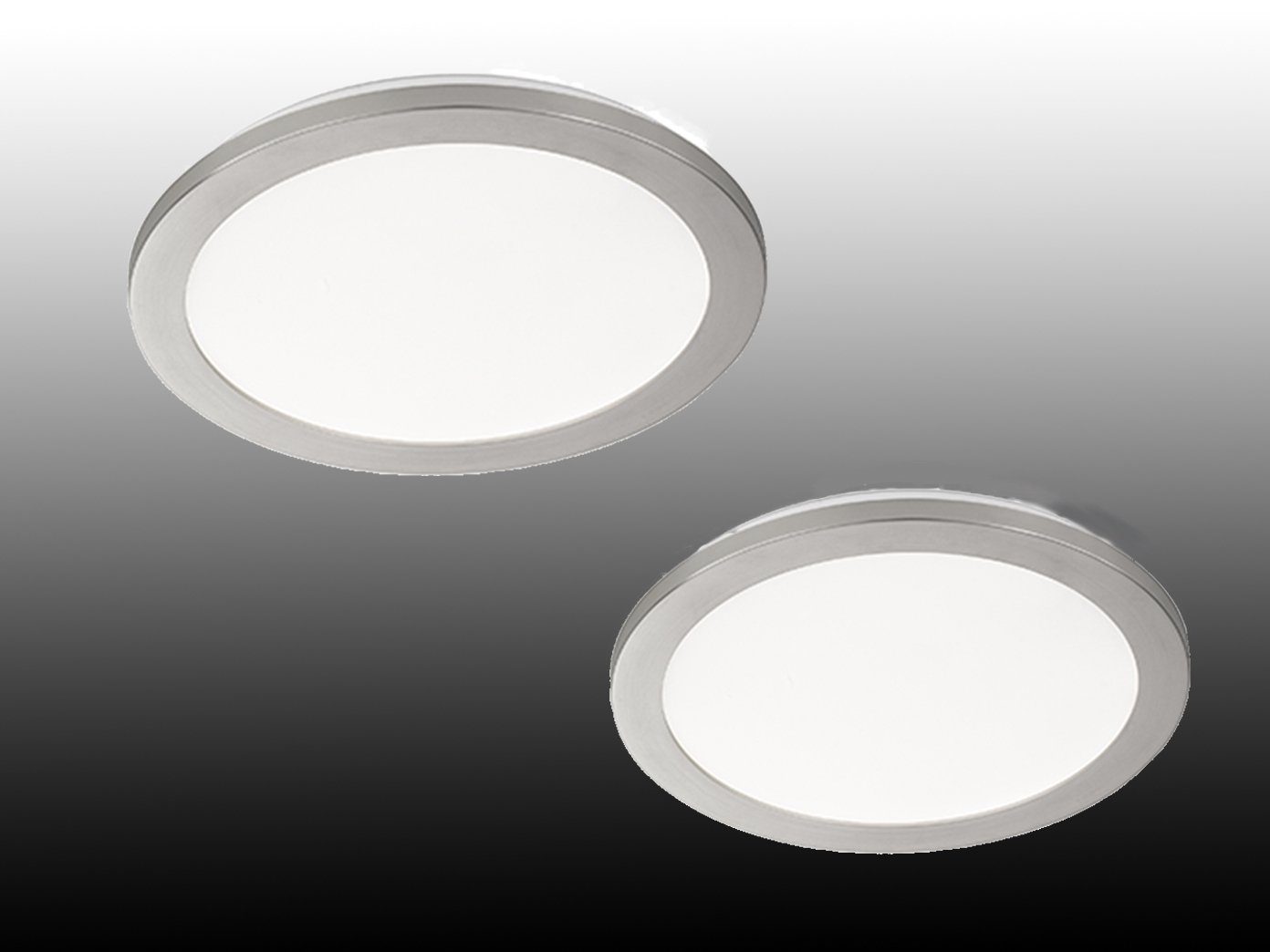 FISCHER & HONSEL LED Deckenleuchte, Dimmfunktion, LED fest integriert, Warmweiß, 2er SET IP 44 Designklassiker Badezimmerlampen Decke Ø30cm klein flach Grau