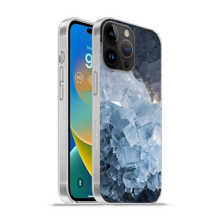 MuchoWow Handyhülle Naturstein - Kristall - Blau Handyhülle Telefonhülle Apple iPhone 14 Pro
