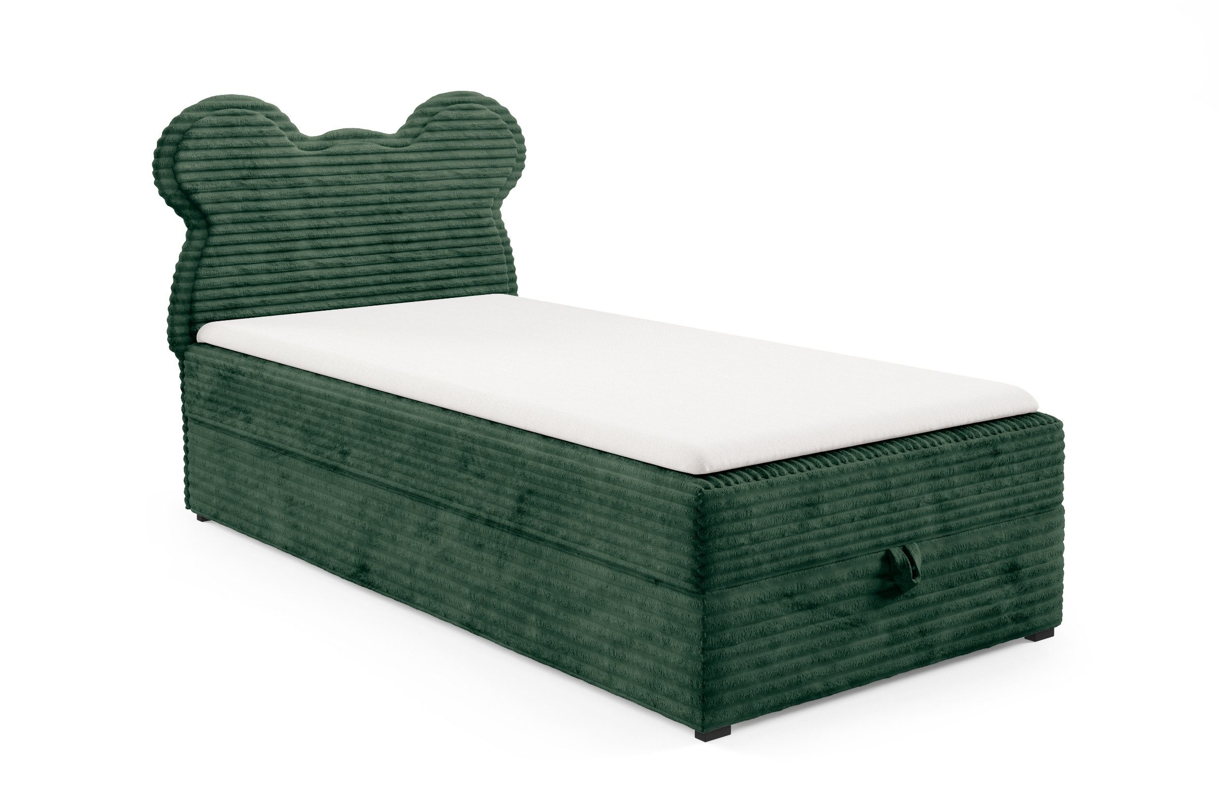 Deine Möbel 24 Boxspringbett TEDDY Boxbett Polsterbett Teddy-Kopfteil Bett für Kinder Jugendliche (Creme Beige Hellgrau Grau Schwarz Rosa Blau, 3-St., Kinderbett Jugendbett Einzelbett), 90x200 100x200 cm Cord Breitcord