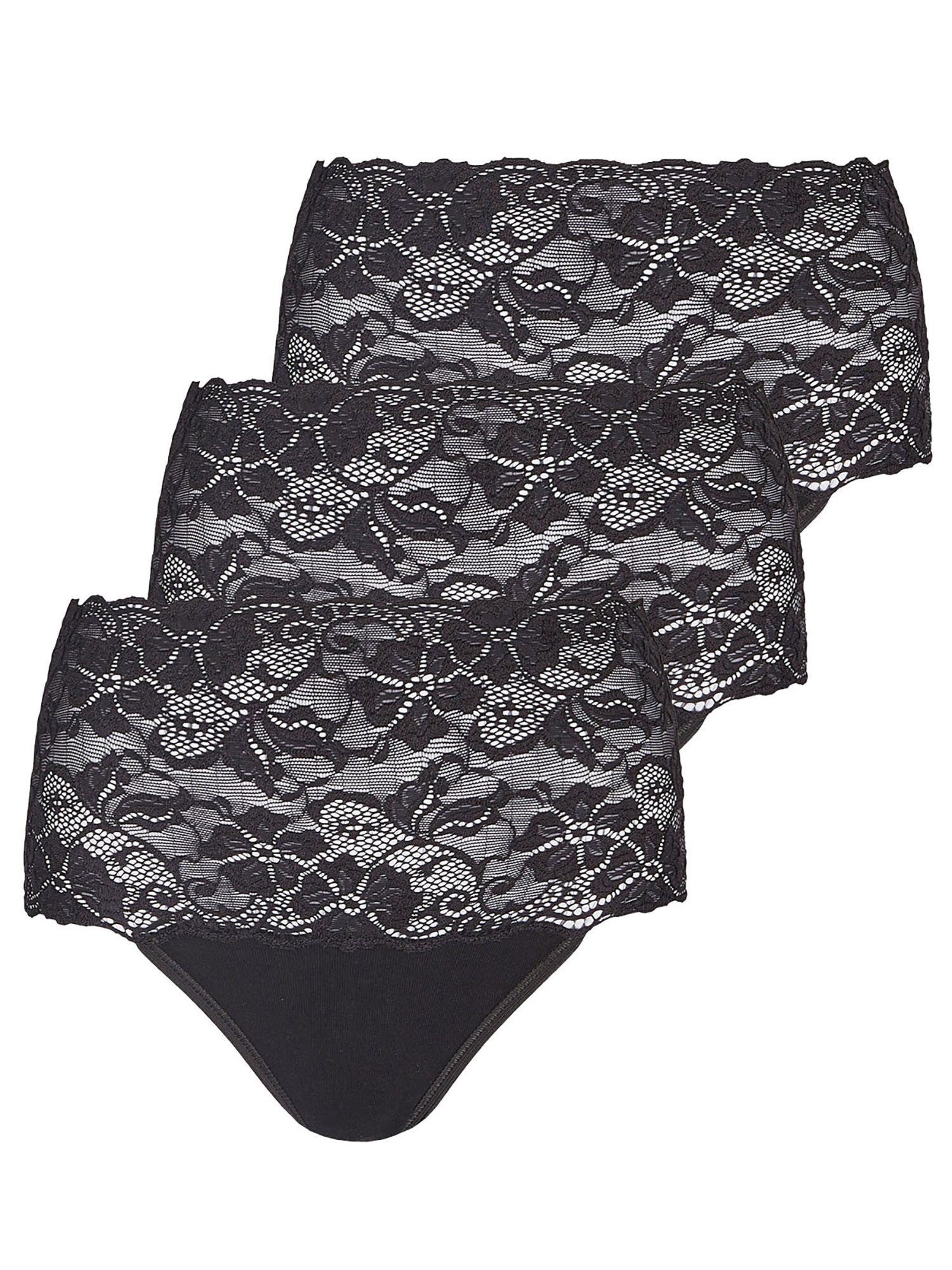 Nina Von C. Taillenslip 3er Pack Damen Taillenslip Fine Cotton (Packung, 3-St) breiter Spitzenbund, Beinabschluss mit flachem Glanzgummi