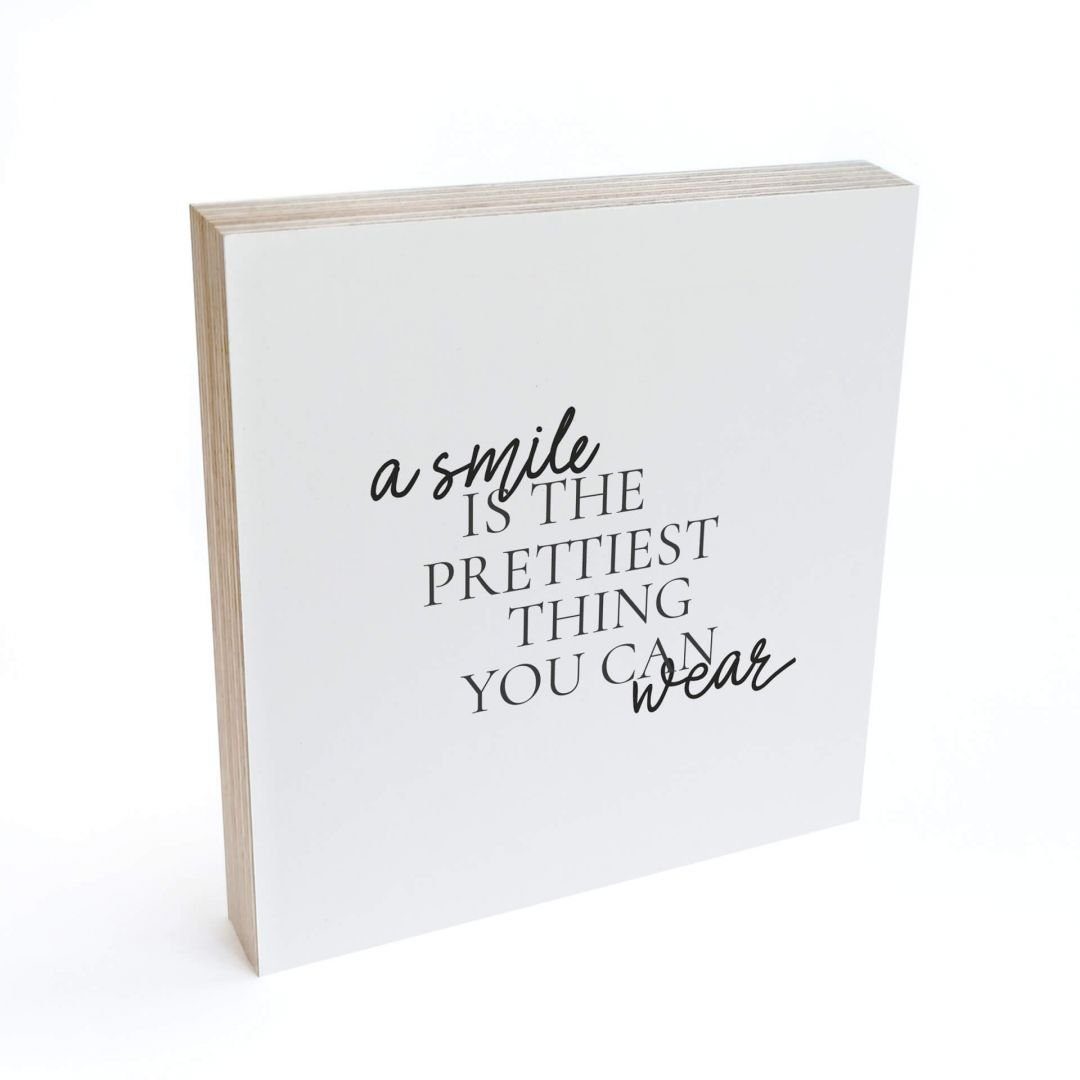 K&L Wall Art Holzbild Tischdeko Pretty Smile Holz Wohnzimmer Buchstaben Deko, Fensterbank Schild modern