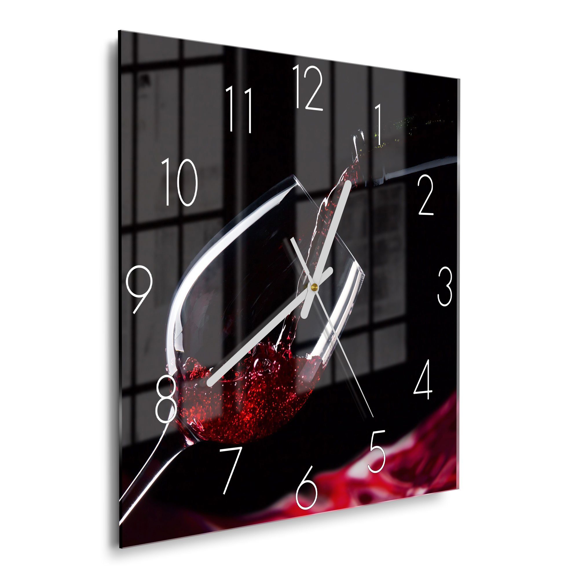 DEQORI Wanduhr 'Rotwein ins Glas gegossen' günstig online kaufen