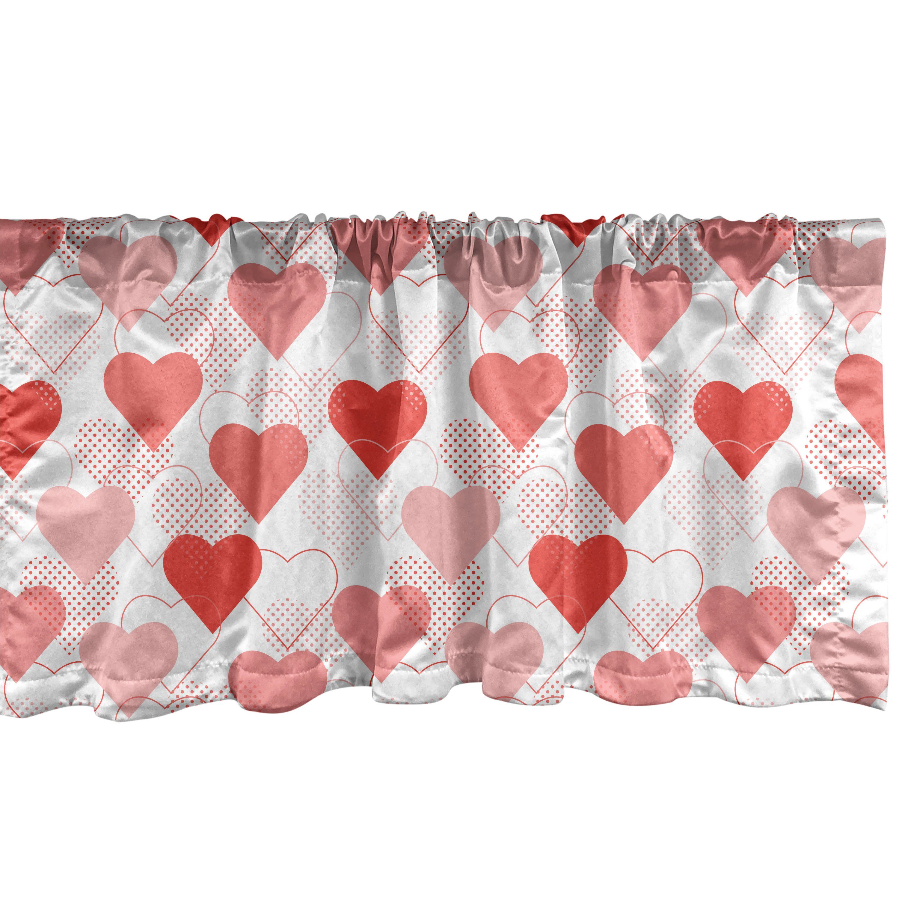 Valentine Microfaser, Vintage Scheibengardine Dekor Arty für Abakuhaus, Volant Herzen Vorhang Küche Liebe mit Stangentasche, Schlafzimmer