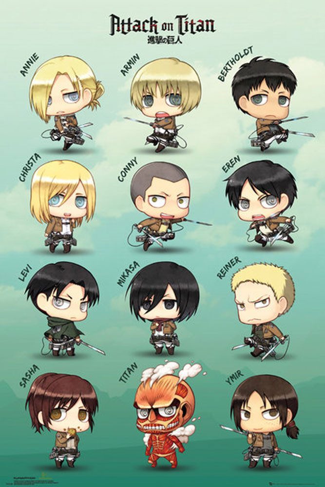 Poster Attack on Titan - Плакат - Chibi Characters