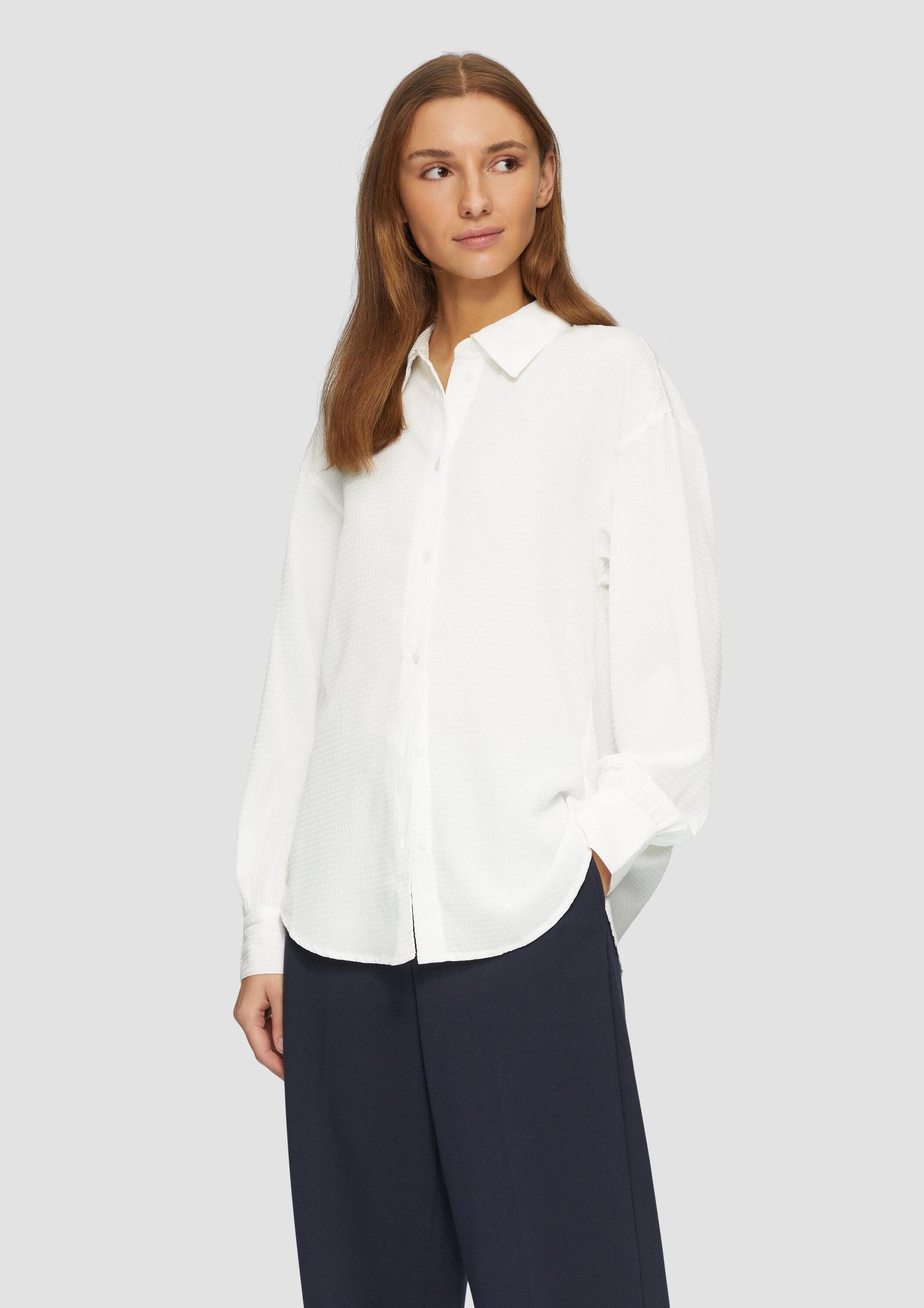 s.Oliver Langarmbluse Bluse Strukturierte Hemdbluse mit Raffung günstig online kaufen