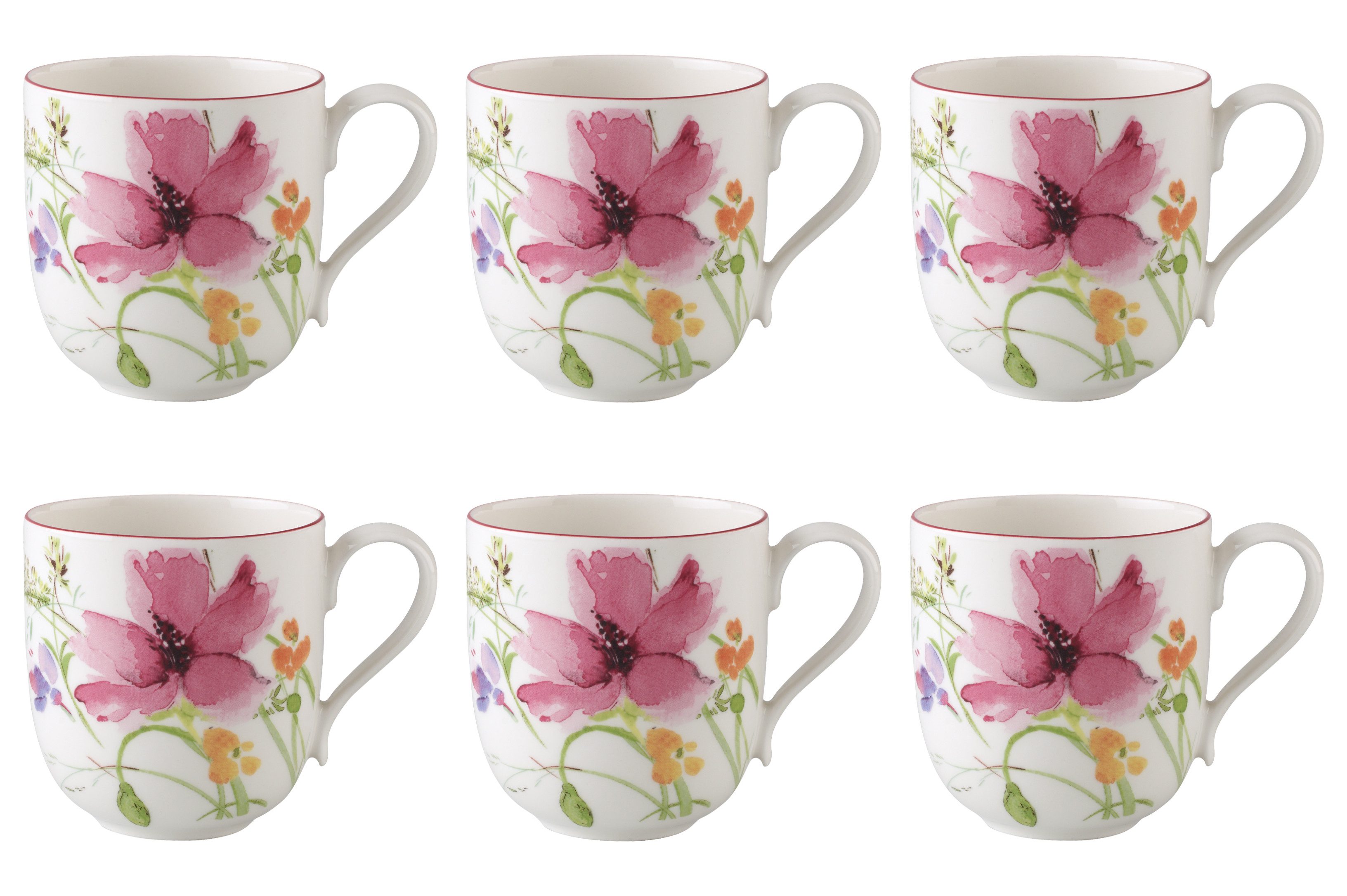 Villeroy & Boch Mariefleur Basic Set Tazza Colazione Con Piatto 2 Pezzi - Porcellana Premium Multicolore - Lavabile In Lavastoviglie E Microonde - 6