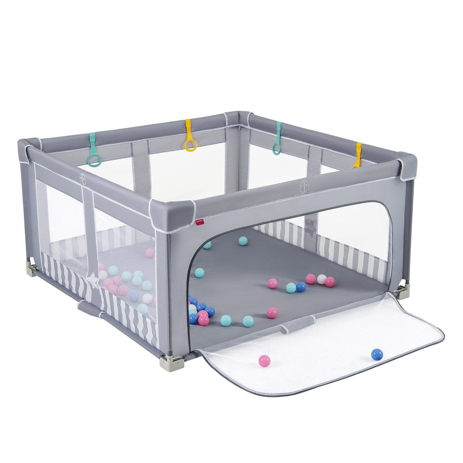COSTWAY Laufstall 150*150cm, faltbar, mit 50 günstig online kaufen