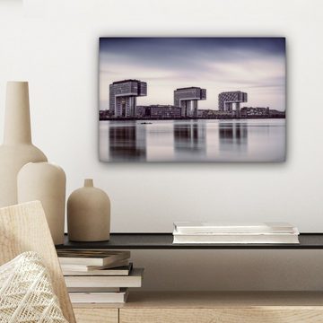 OneMillionCanvasses® Leinwandbild Kranhaus - Köln - See, (1 St), Wandbild Leinwandbilder, Aufhängefertig, Wanddeko, 30x20 cm