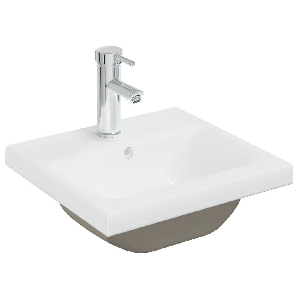 vidaXL Einbaubecken Badezimmerspiegelschrank Holzwerkstoff Grau (1-St) mit Waschbeckenunterschrank
