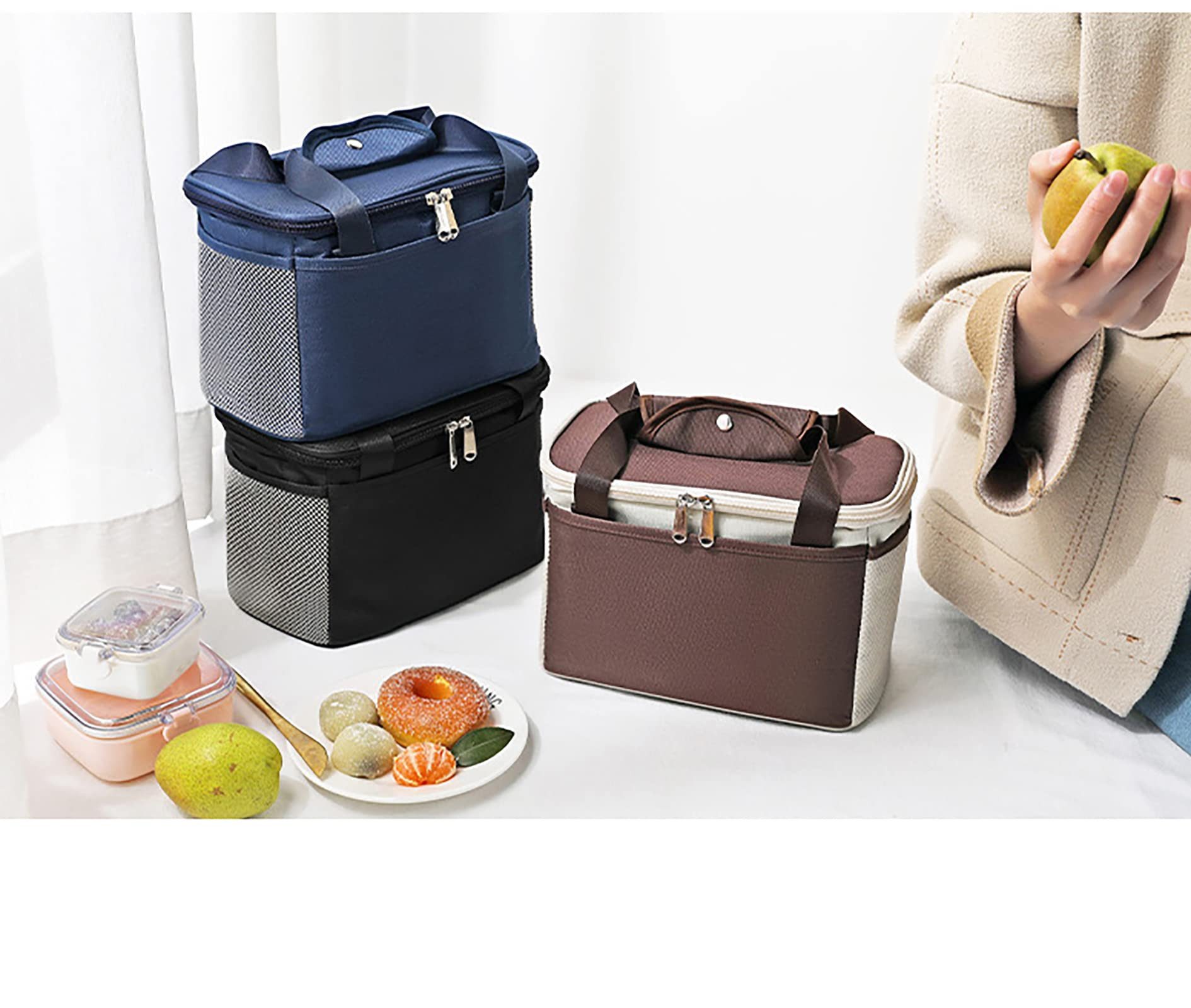 Agger Kühltasche Thermobehälter Kühltasche Faltbar Thermobehälter für Essen, mit Reißverschluss, wassedichtem Material, ideal für Arbeit & Ausflug – Bild 5 von 5
