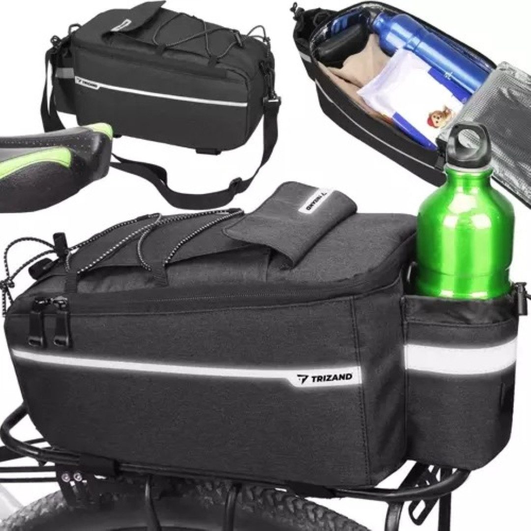 Trizand Fahrradtasche All-in-One Isolierte Thermo Fahrradtaschen-Set für Abenteurer (Thermo Fahrradtasche für Kalte und Heiße Getränke & Snacks, 1-tlg), Thermische Fahrradtasche mit Reflektorstreifen und 9L Kapazität