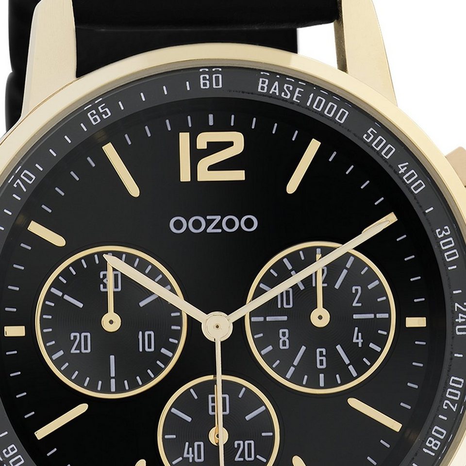 OOZOO Quarzuhr Oozoo Damen Armbanduhr Timepieces gold, Damenuhr rund, groß  (ca. 42mm) Lederarmband, Casual-Style
