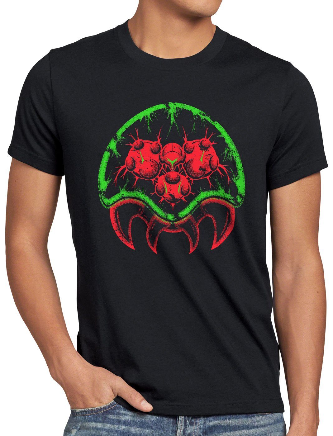 style3 Print-Shirt Herren T-Shirt Metroid snes aran samus gamer Morph switch