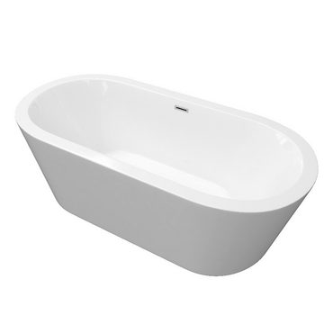 TroniTechnik Badewanne Freistehende Badewanne PIPERI, 168 x 80 x 60cm (L x B x H), (vormontiert, aus hochwertigem Sanitäracryl, Wärmespeichernd, 1-tlg), glasfaserversärktes Acryl, Überlauf-Ablauf und Push-to-open Abfluss