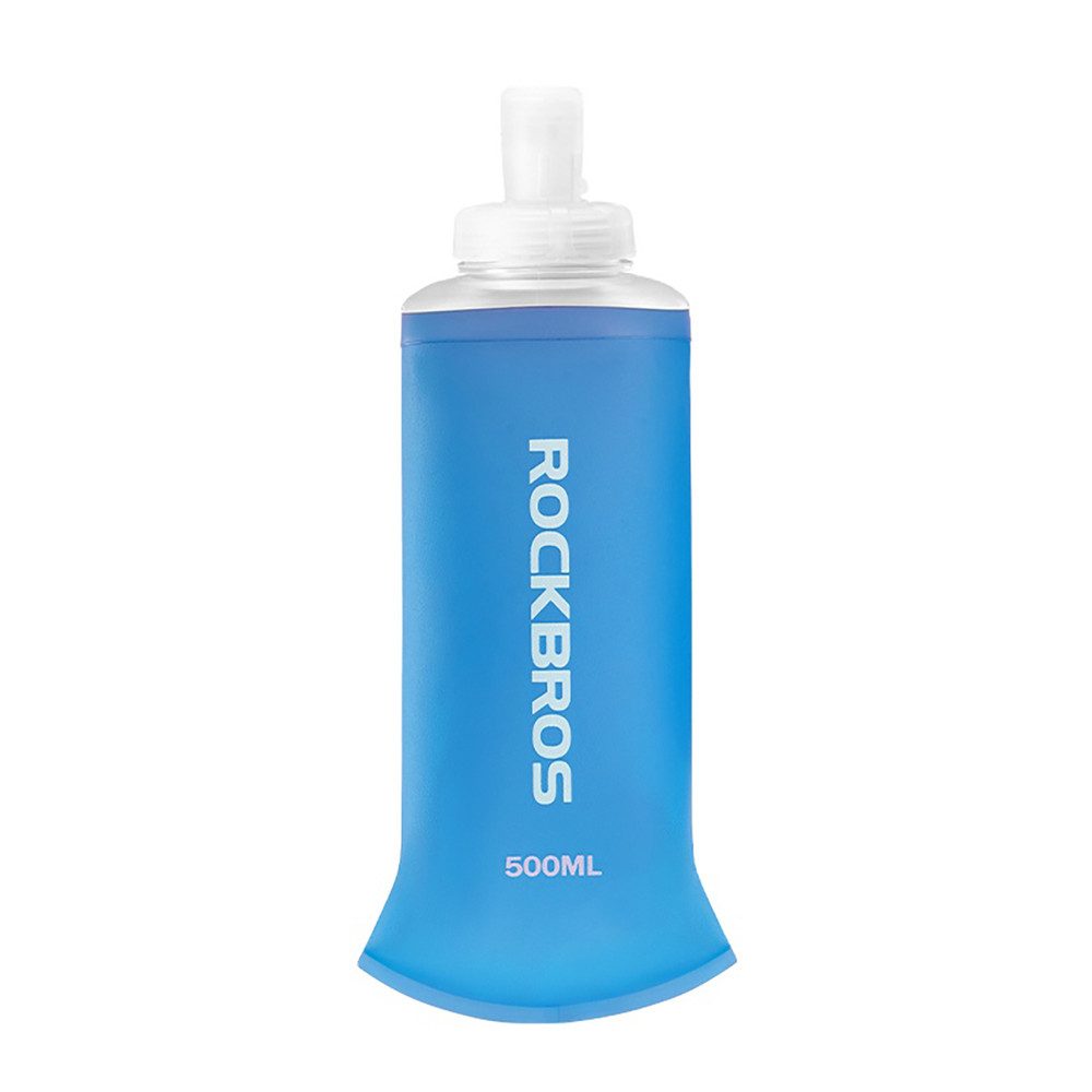 ROCKBROS Trinkflasche Faltflasche Sportflasche Trinkbeutel, faltbar, auslaufsicheres Beißventil, TPU, 500 ml