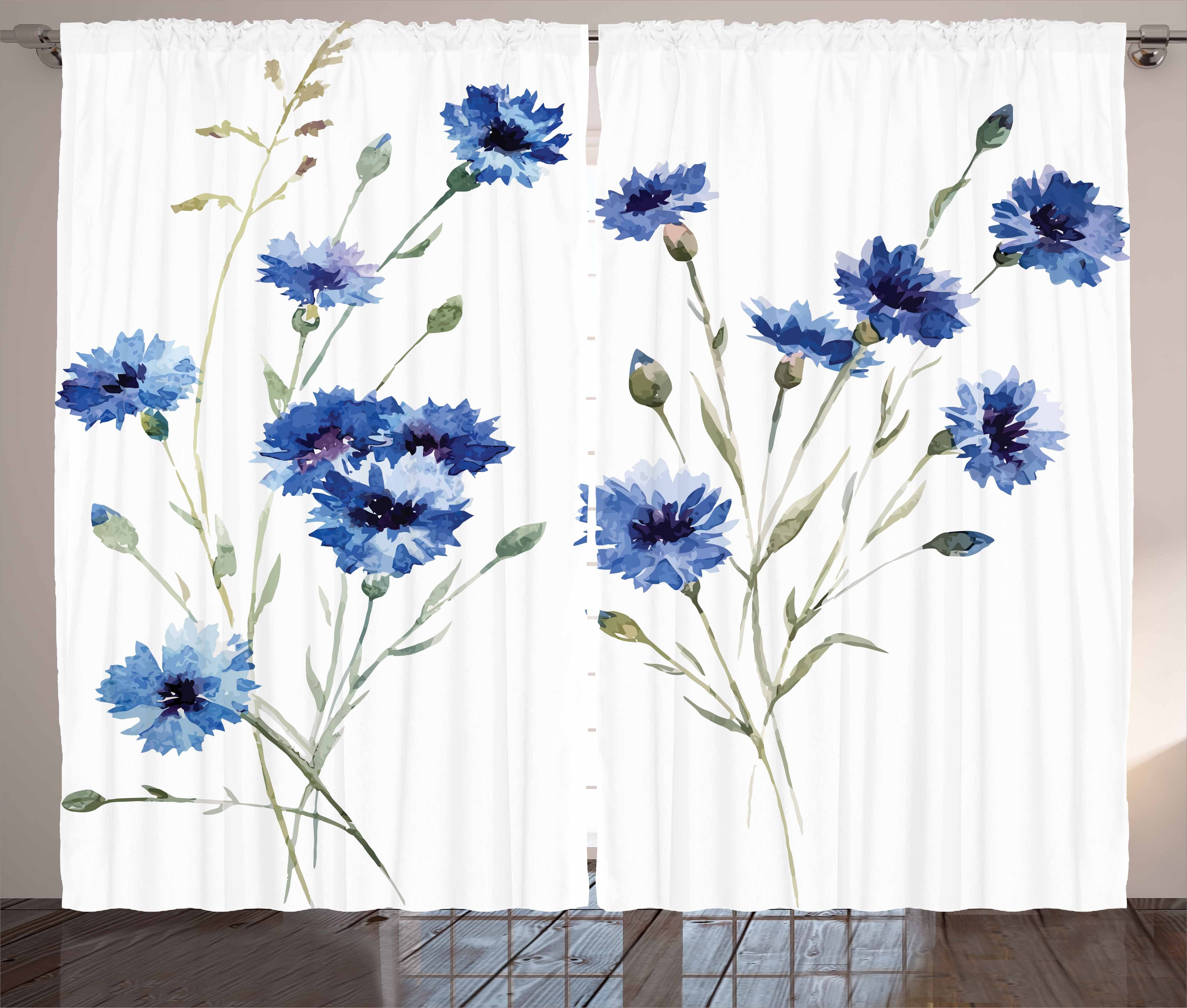 Schlafzimmer Gardine und mit Vintage Abakuhaus, Blue Vorhang Haken, Carniation Kräuselband Blumen Schlaufen