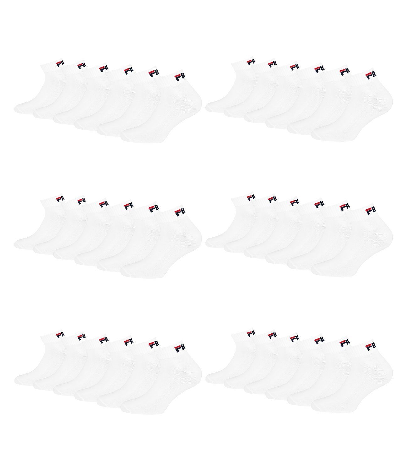 Fila Sportsocken Quarter Socken (18-Paar) mit weichem Rippbündchen 300 white