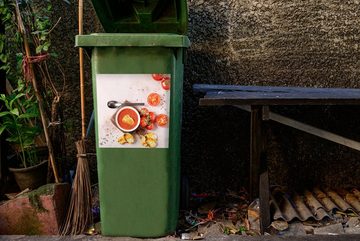 MuchoWow Wandsticker Tomate - Suppe - Küche - Kräuter (1 St), Mülleimer-aufkleber, Mülltonne, Sticker, Container, Abfalbehälter