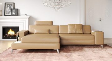 BULLHOFF Ecksofa Leder Ecksofa Eckcouch L-Form Designsofa LED Wohnlandschaft Leder XXL Sofa Couch Cognac Braun »MÜNCHEN IV« von BULLHOFF, Made in Europe