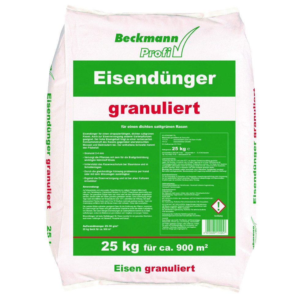 Beckmann Profi Rasendünger Eisendünger Eisensulfat granuliert 25 kg Sack