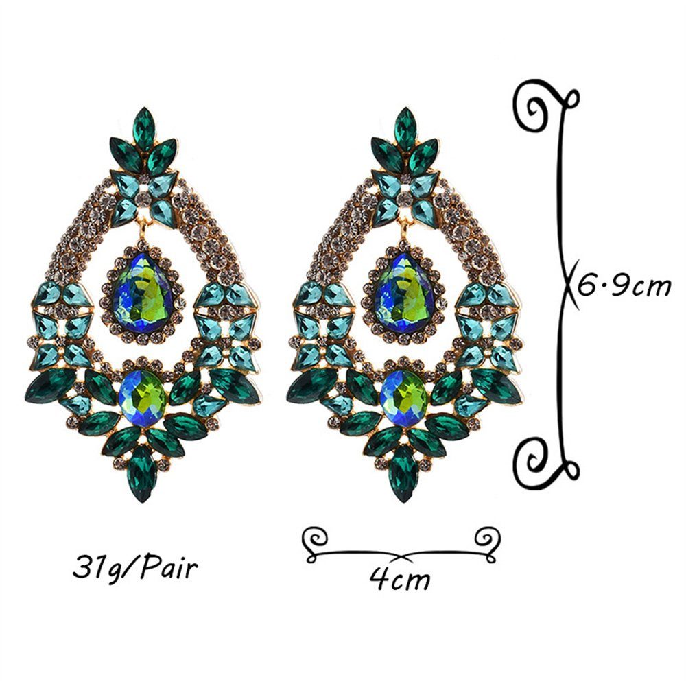 Dekorative Paar Ohrhänger modische Frauen Ohrringe für Grün Strassstein-Ohrringe