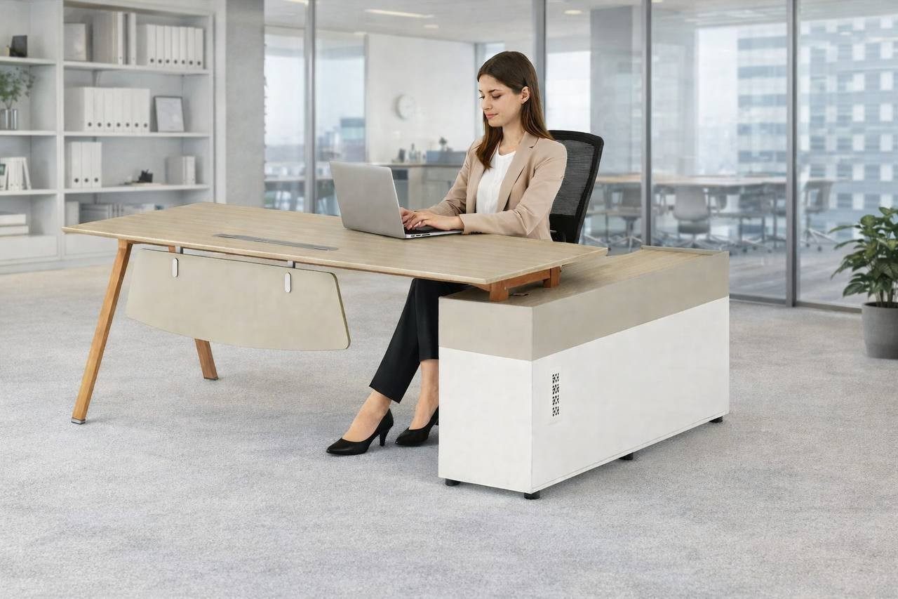 Xlmoebel Schreibtisch Kompakter Eckbürotisch für vielseitige Büroarbeiten (Eckschreibtisch), Made in Europa