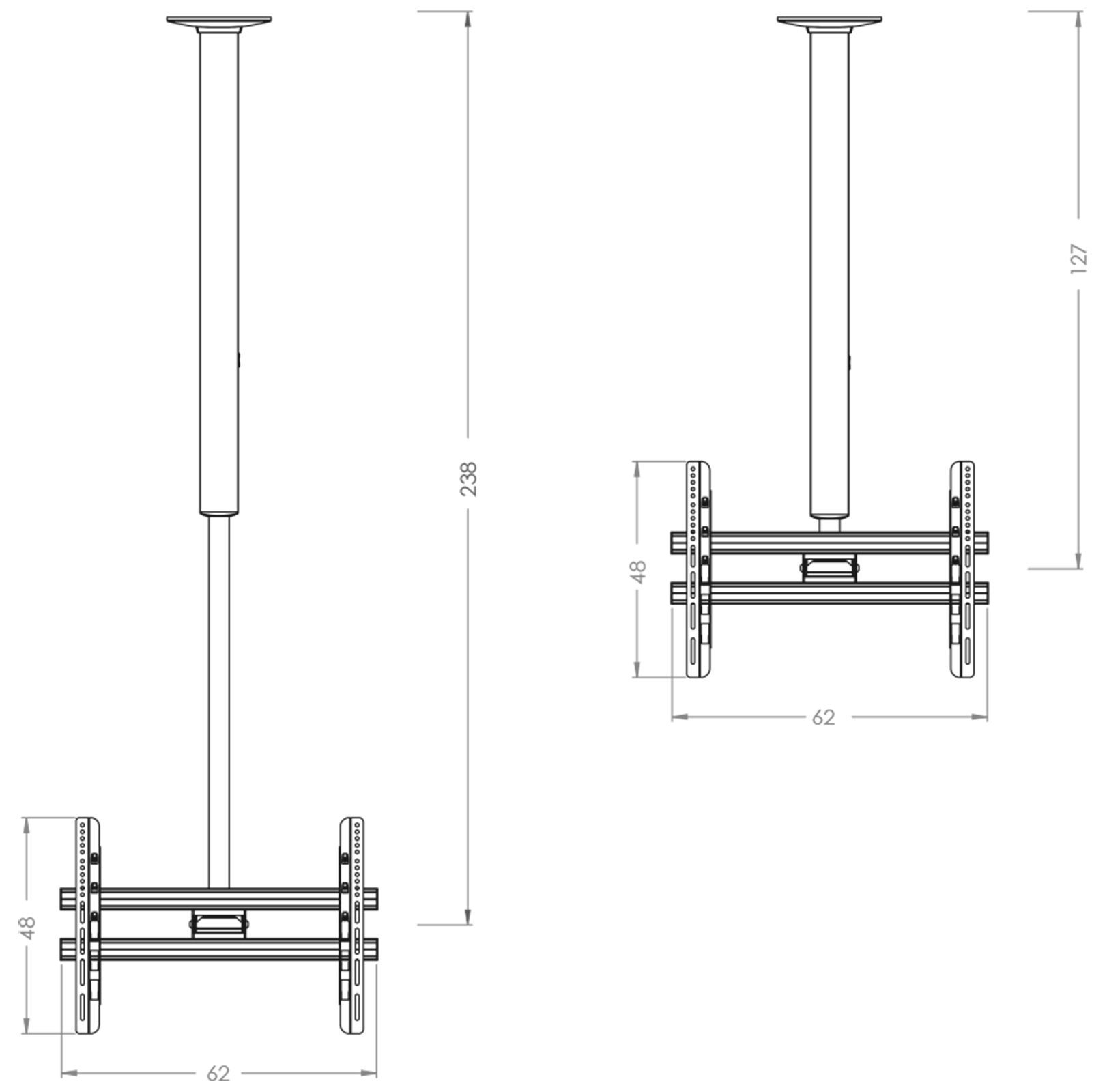 VCM TV-Wandhalterung TV Deckenhalterung CM4 höhenverstellbar 127-238 cm