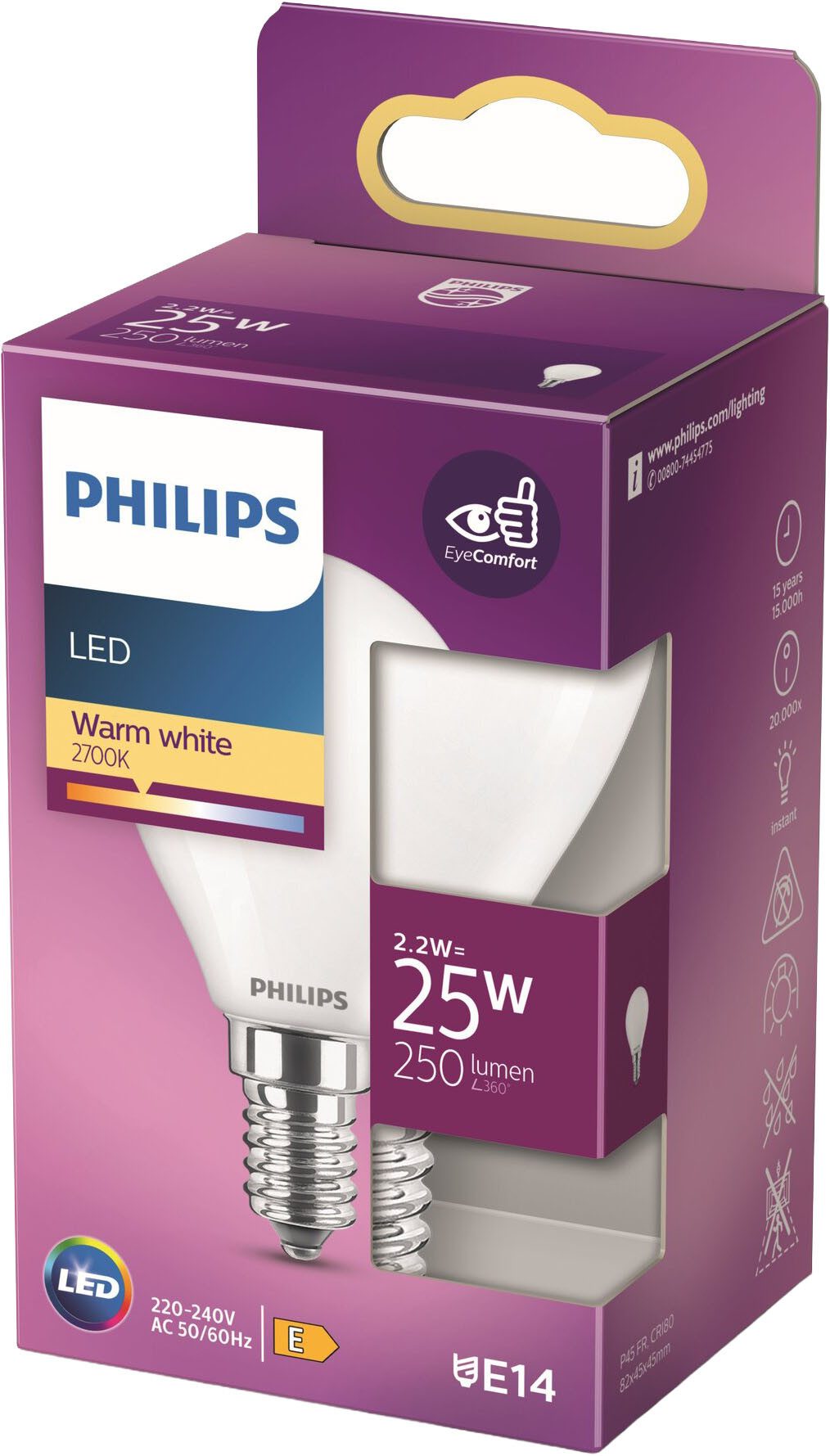 Philips Hue LED-Leuchtmittel LED classic Lampe 25W E14 Tropfe warmweiß 250lm, E14
