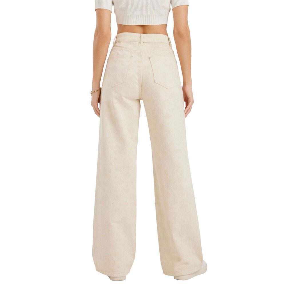 Ital-Design Weite Jeans Damen Wide-Leg Hose High Waist Elegant Casual (91767274) Used-Look High Waist Jeans in Beige
