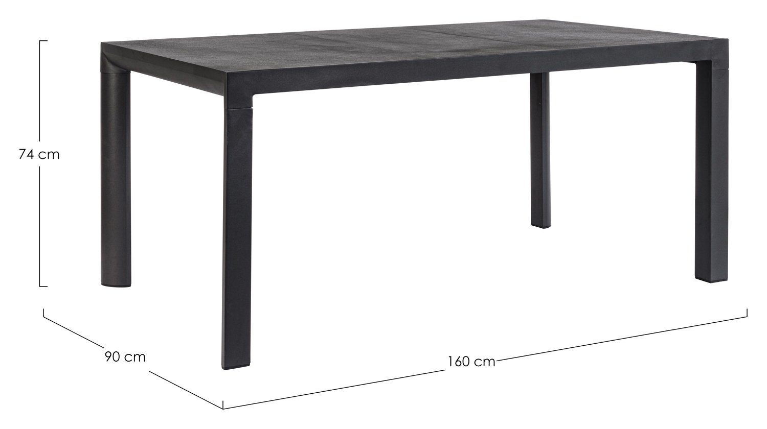 Bizzotto Gartentisch ODEON, B 160 x T 90 cm, Aluminium, Anthrazit, Tischplatte aus Keramik, Witterungsbeständig