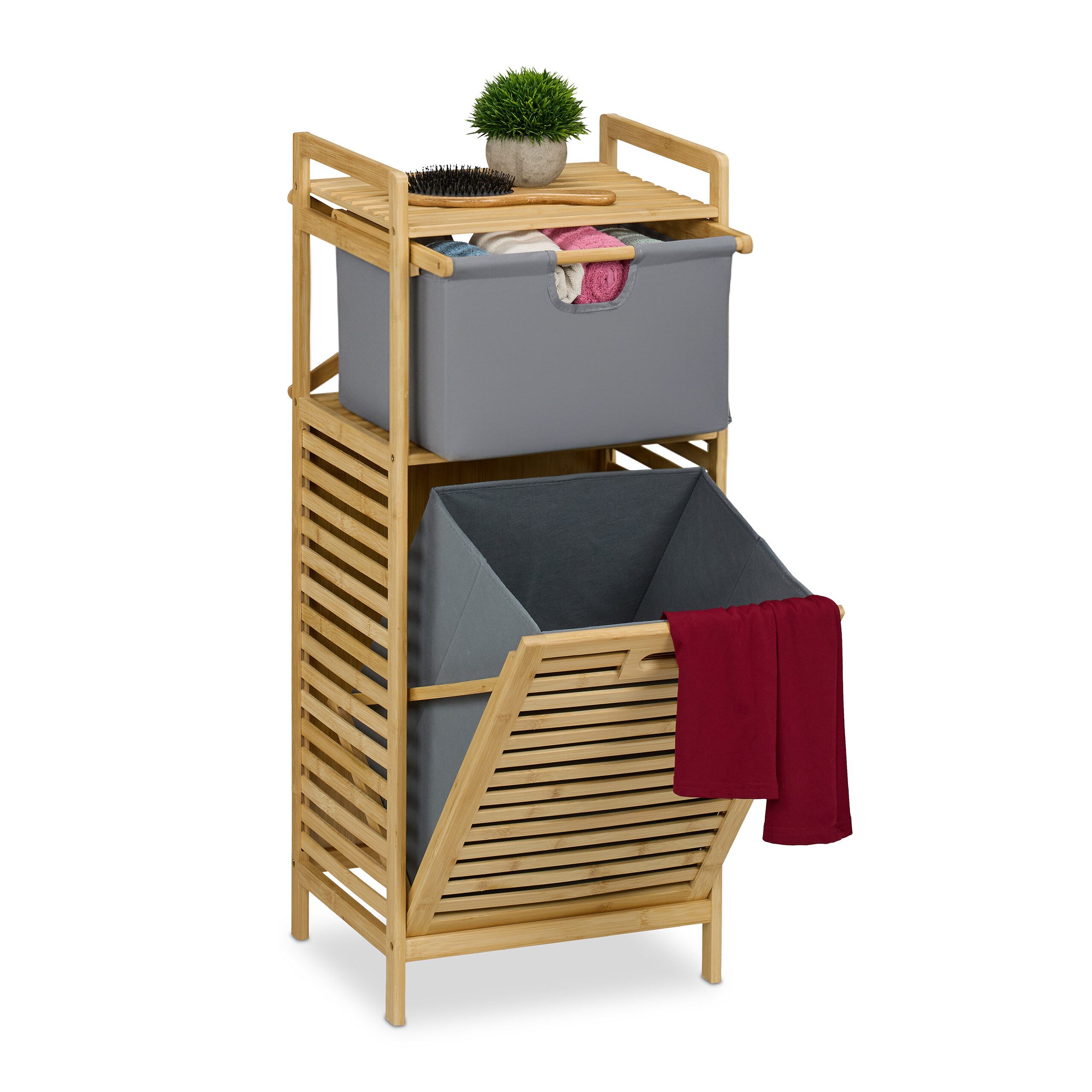 relaxdays Wäschekorb mit Stoffschublade günstig online kaufen