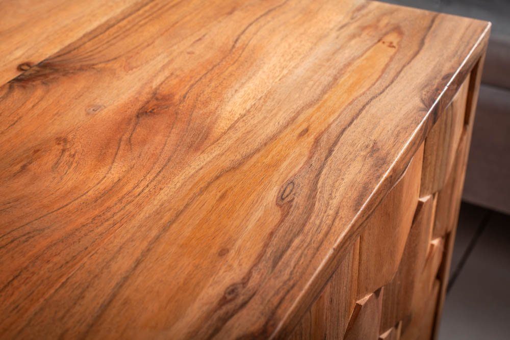 riess-ambiente Beistelltisch MYSTIC LIVING mit 40cm Schubladen Nachttisch · Akazie Massivholz · 3D 2 · · natur, Oberfläche