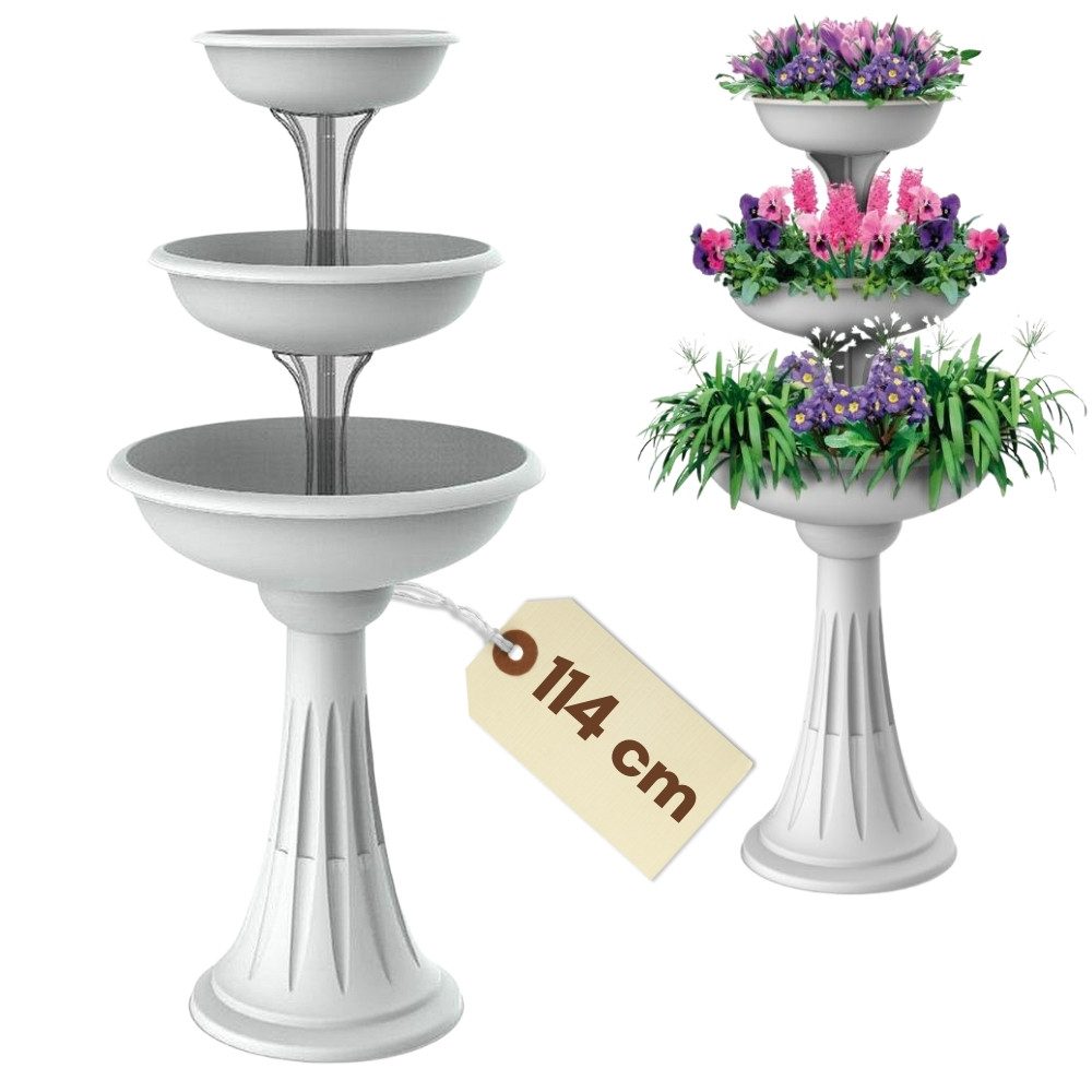 GarPet Pflanzschale Blumenständer mit 3 Schalen Pflanzturm Pflanzsäule Blumenständer Hoch