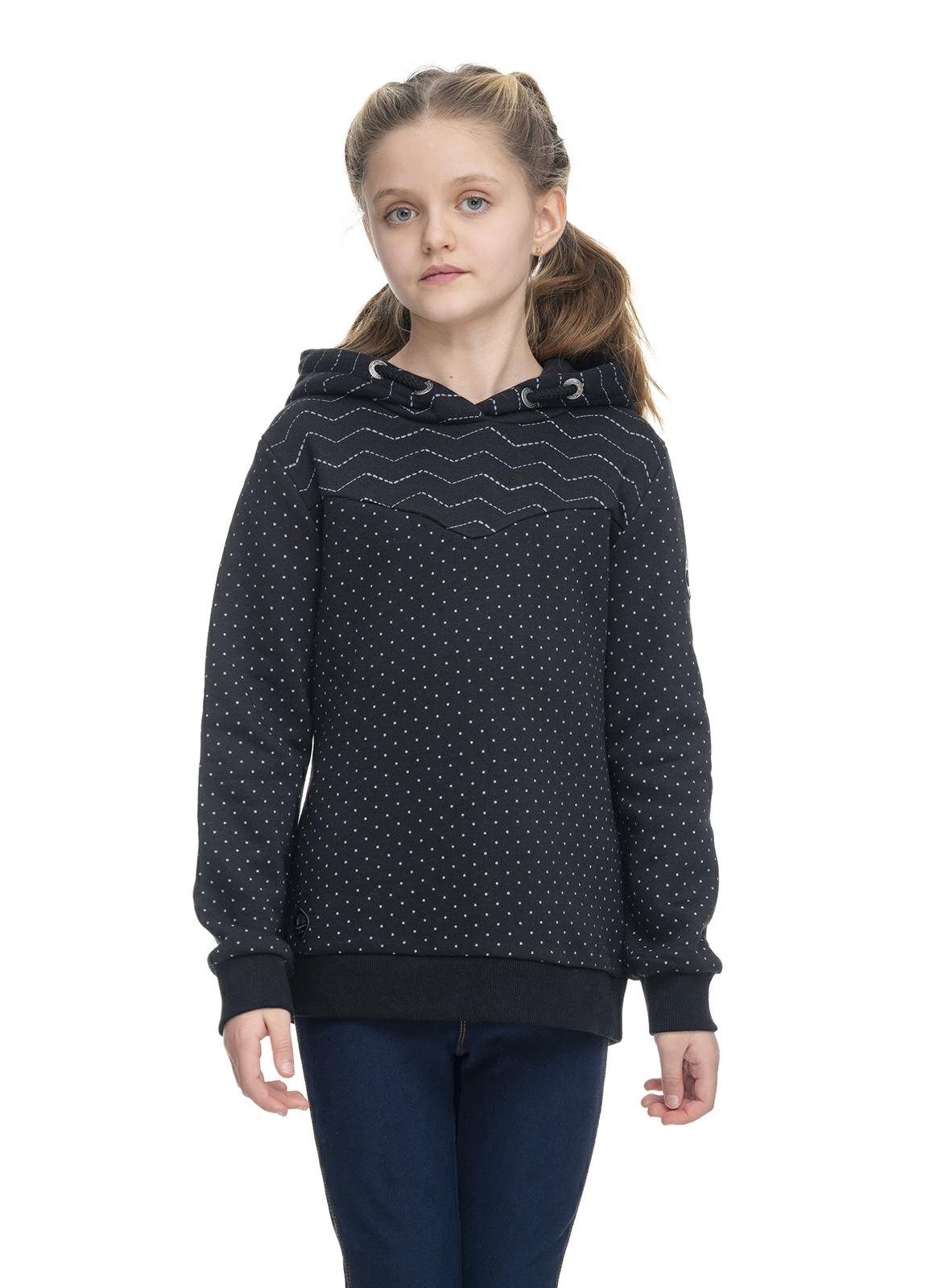 Mädchen Kapuze Hoodie Sweat Kristla mit schwarz großer Ragwear Kapuzensweater