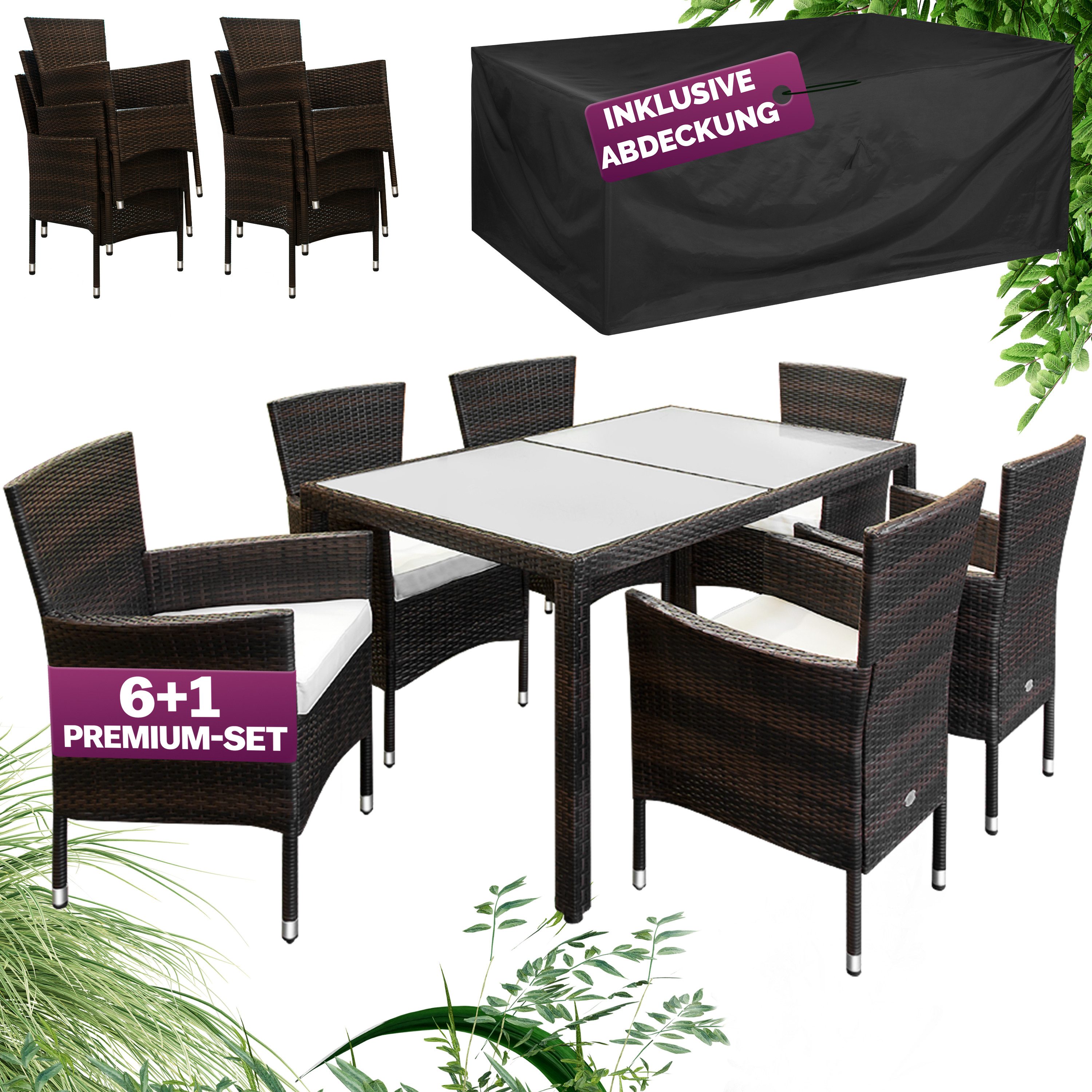 Casaria Garten-Essgruppe, 6 Personen Rattan inkl. günstig online kaufen