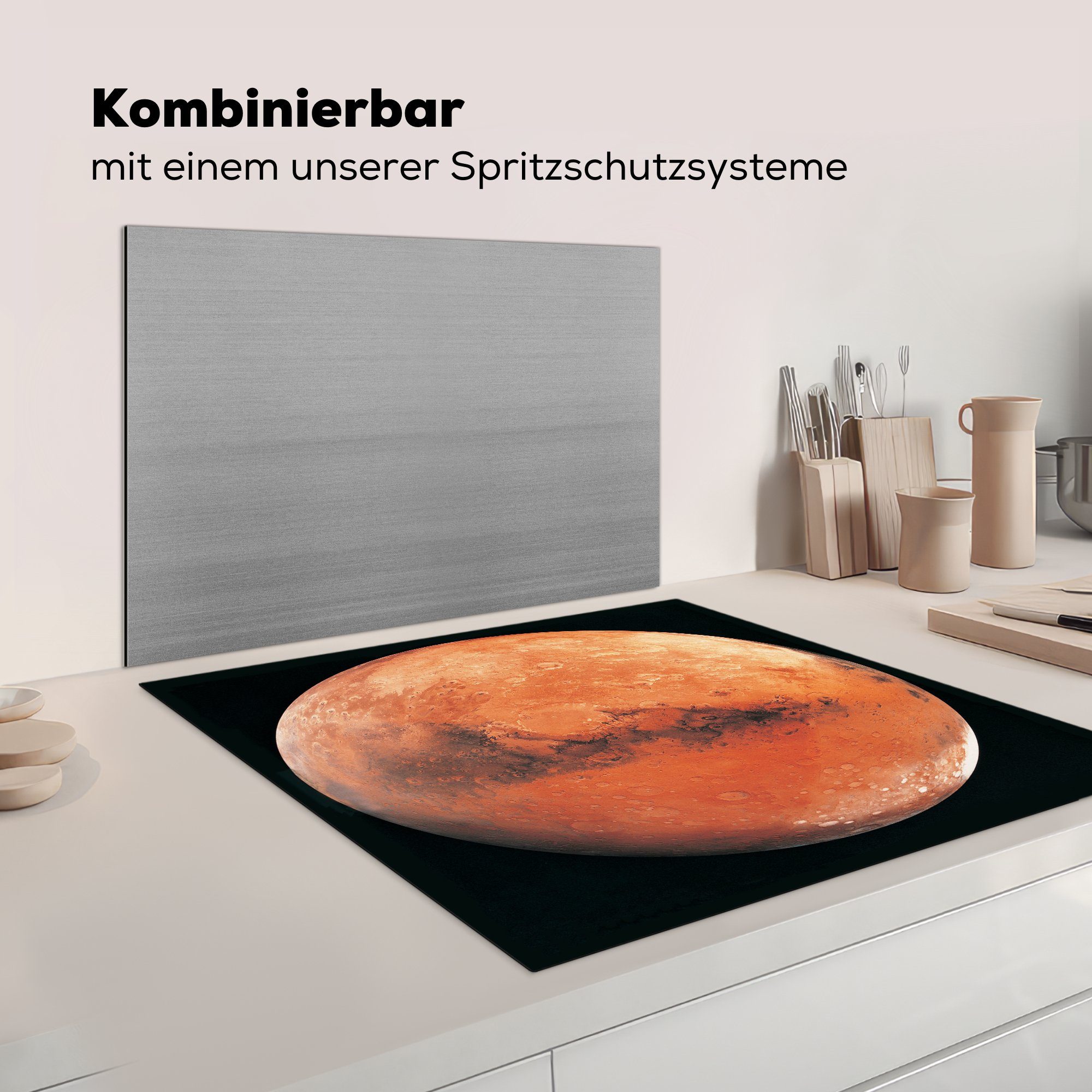 Mars Hintergrund, cm, Vinyl, für MuchoWow küche vor 78x78 Ceranfeldabdeckung, (1 Arbeitsplatte Der Planet Herdblende-/Abdeckplatte tlg), schwarzen einem