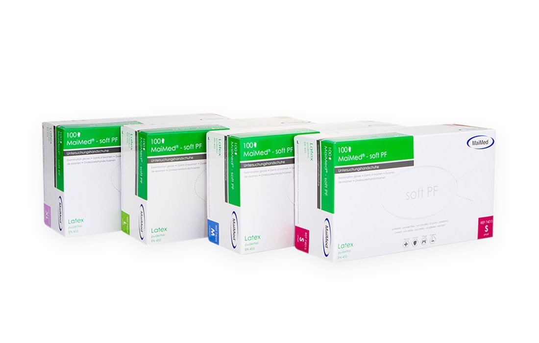 MaiMed Einweghandschuhe soft-PF Latex Handschuhe von XS-XL