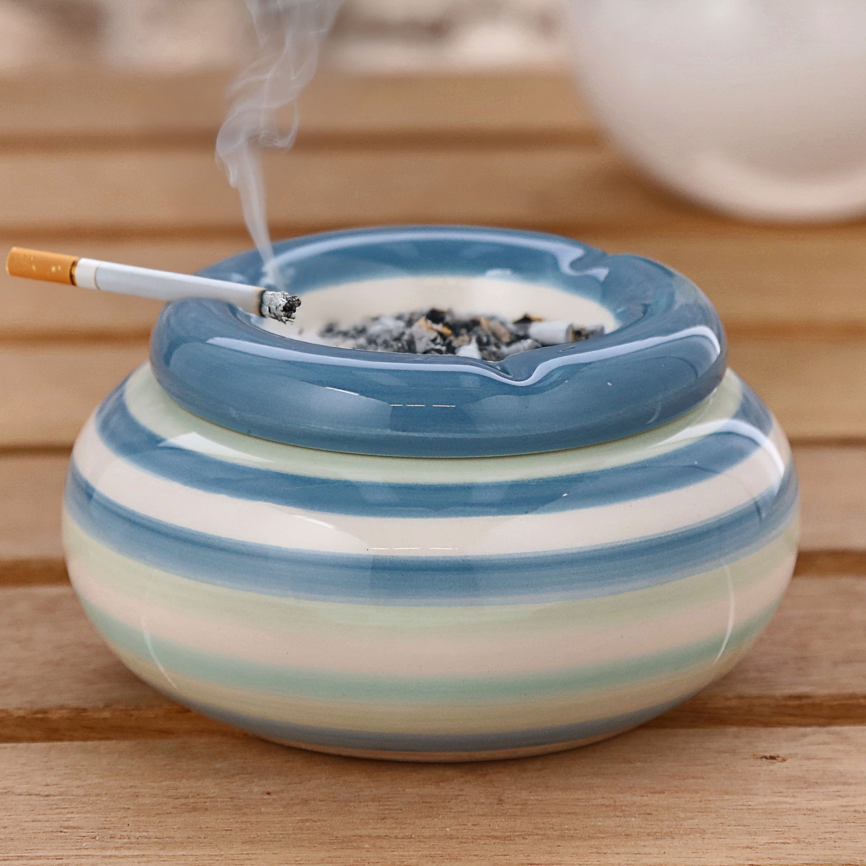 CEPEWA Aschenbecher Sturmaschenbecher 2er Set Ø11,0x6,5cm Dolomit blau/grün rosa/pink