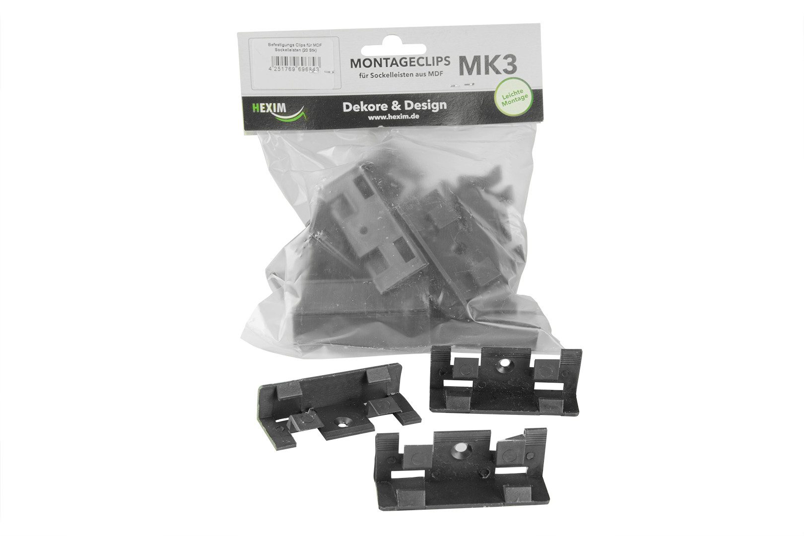 Hexim Sockelleiste, PVC Montageclips für Fußleisten - (Clips / Ecktürme / Muster) Kunststoff Leistenclips Kabelkanal Befestigungsclips Sockelleiste