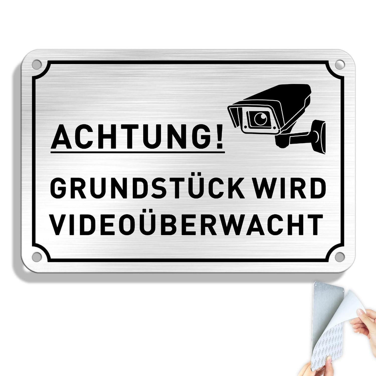 LuxusKollektion Warnschild Videoüberwachungsschild Grundstück 15x10cm, (1 St)