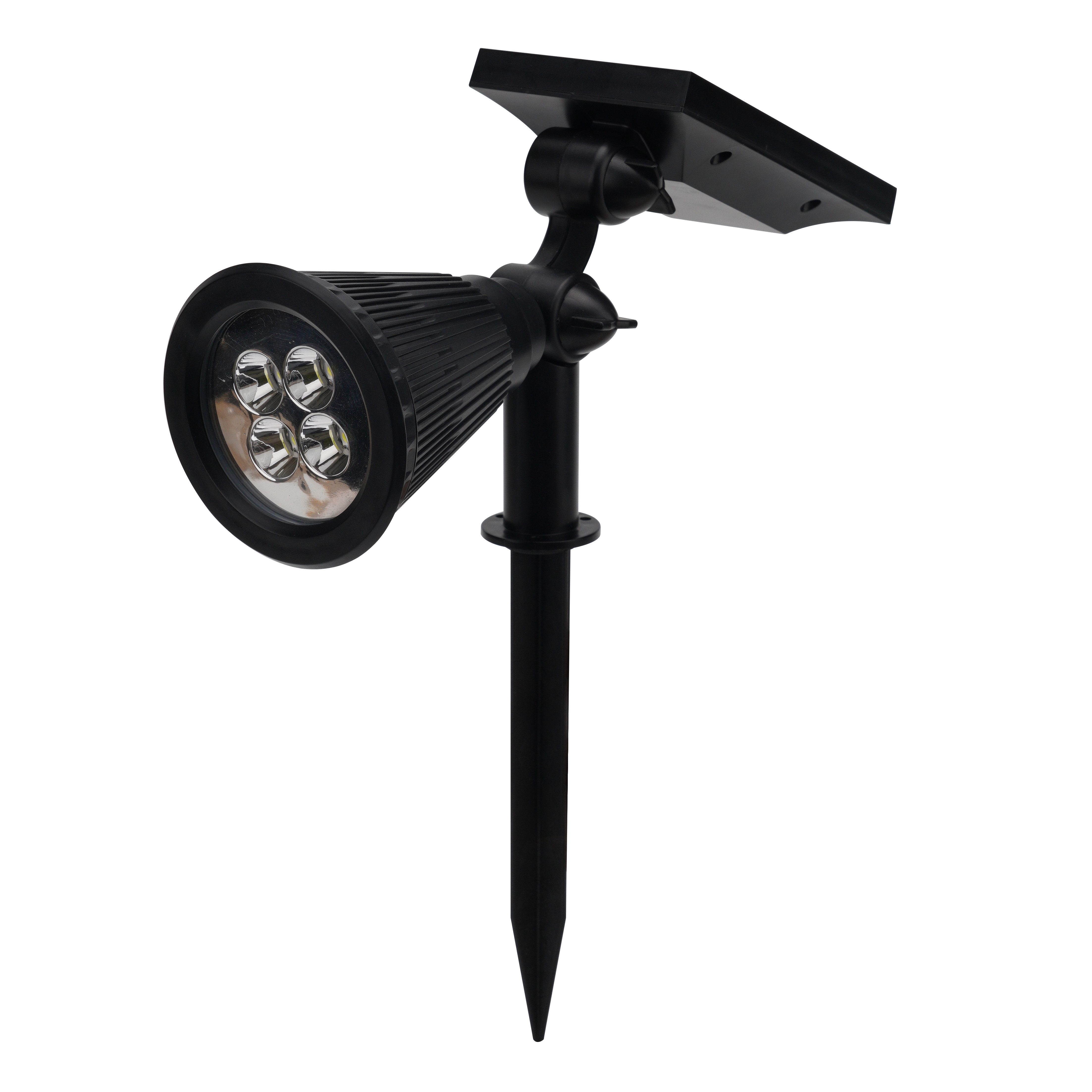 Casativo LED Gartenstrahler Solar-Gartenleuchte Erdspieß & Dämmerungssensor 200lm-Gartenstrahler, 4 weisse LEDs, Leuchtdauer ca. 8 Std. Spot 80° & Solarpanel 180° neigbar IP44