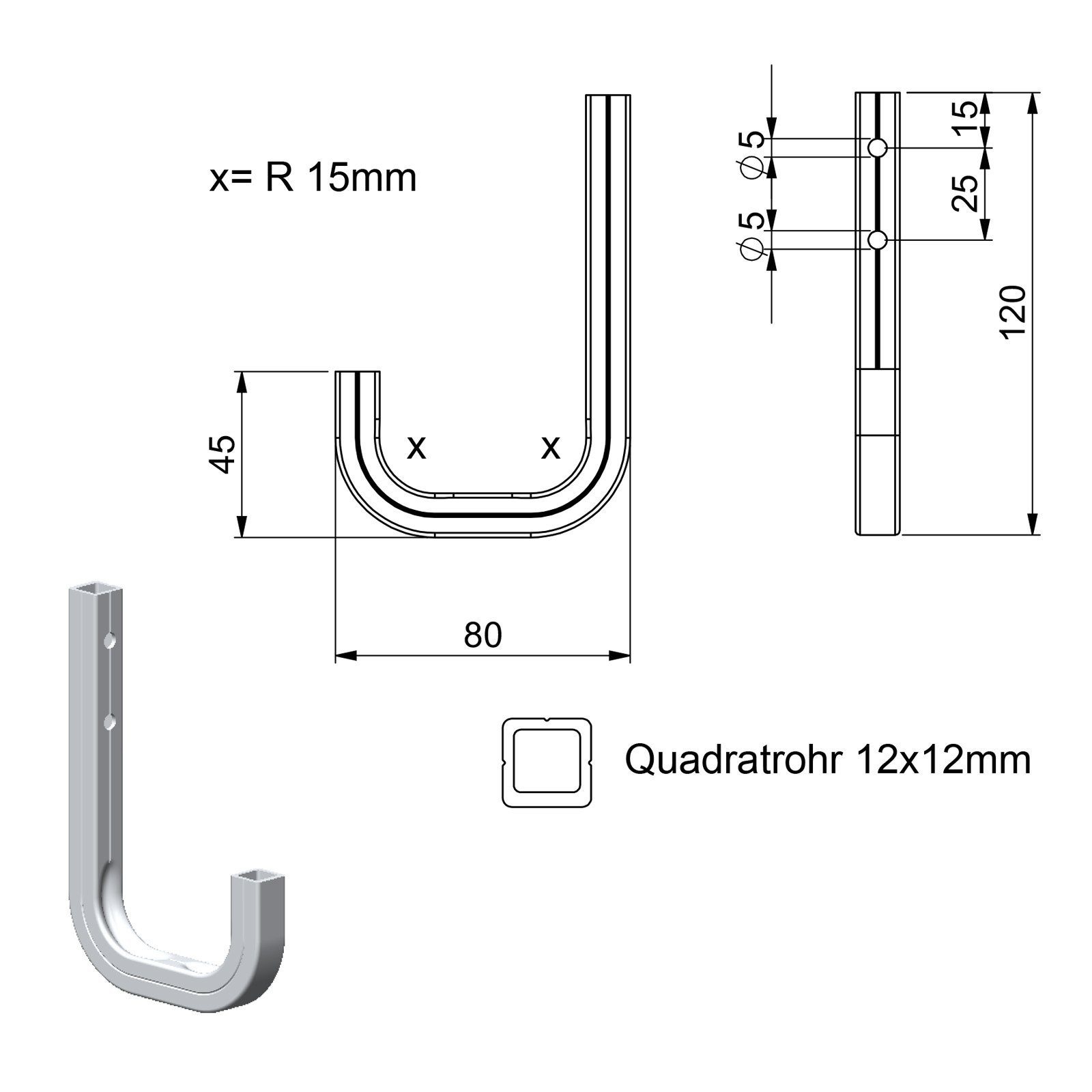 SO-TECH® Wandhaken Garagen-Haken Allzweckhaken Gerätehalter, 120 x 80 mm, (1-St), Metall verzinkt, belastbar bis 45 kg, mit roter Kappe