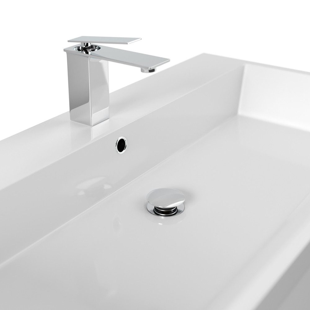 Lomadox FROME-02 washbasin, 90 cm, wall-mounted, white high gloss, with 3 drawers