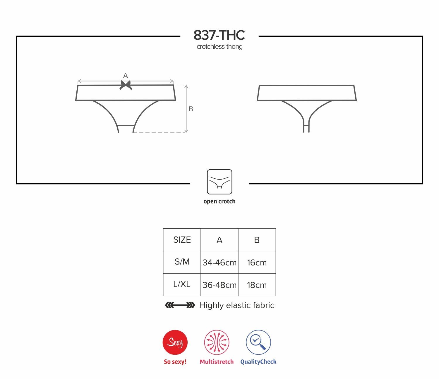 Dessous String schwarz (einzel, 1-St) Panty-Ouvert Offener Obsessive Thong Open transparent